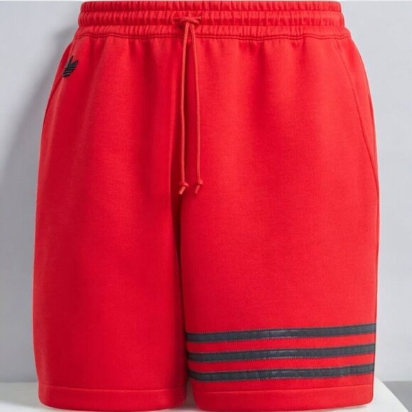 Adidas Men Neuclassic Red Striped Shorts Drawstring Waist Side Pockets NEW XL - Picture 6 of 9